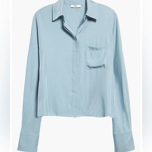Vince Silk Blend Dusty Blue Blouse Size M